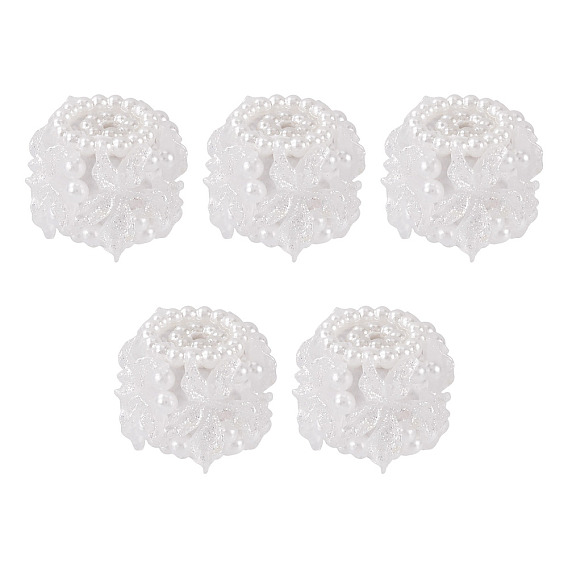 Полимерная глина с бусинами под искусственный жемчуг, цветок