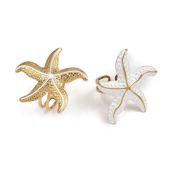 304 открытые манжеты из нержавеющей стали для женщин, с эмалью, морская звезда