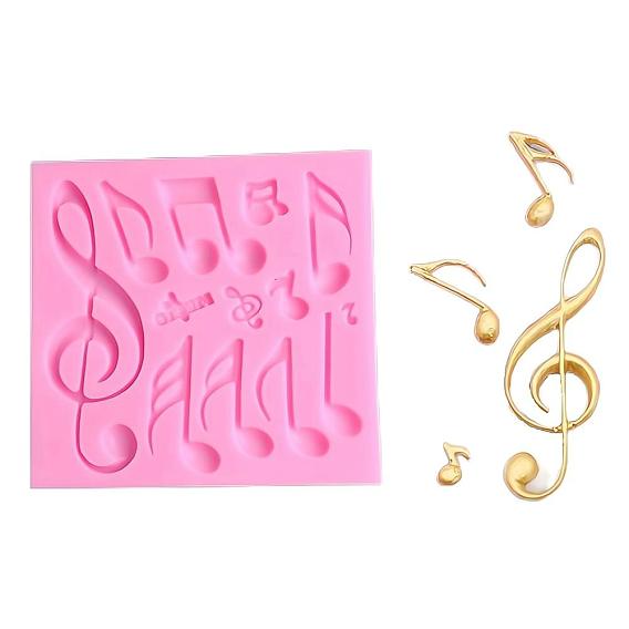 Music Note Design DIY Food Grade Silicone Molds, Fondant Molds, For DIY Cake Decoration, Chocolate, Candy, UV Resin & Epoxy Resin Jewelry Making, 108x112x10mm