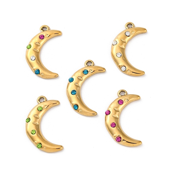 304 из нержавеющей стали горный хрусталь подвески, ионное покрытие (ip), луна, реальный 14 k позолоченный