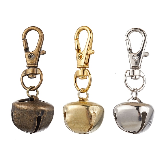 3шт 3 цвета железный колокольчик подвеска украшение, сплав поворотные карабины-клешни подвески для рюкзака брелок украшения