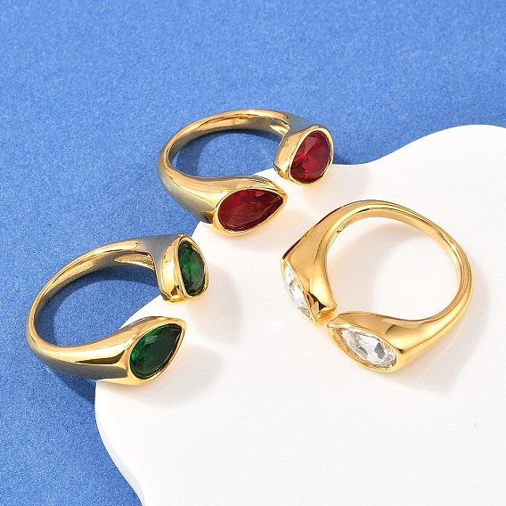 304 нержавеющая сталь со стеклянной манжетой и открытыми кольцами, золотые, ионное покрытие (ip)