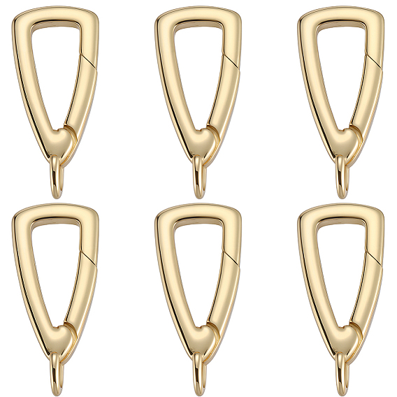 6шт. латунные пружинные кольца-затворы, долговечный, без свинца и без кадмия, стойки покрытие, треугольный шарм