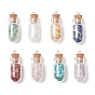 8 шт. 8 стили синтетическая бирюза и натуральный зеленый авантюрин и цитрин и розовый кварц и лазурит и кварцевый кристалл и аметист и красная яшма стеклянные бутылки подвески, с железными петлями, платина