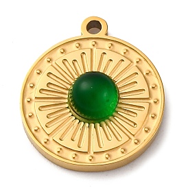 304 подвески из нержавеющей стали, плоские круглые подвески, ионное покрытие (ip) покрытый, со стеклом