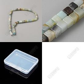 2 Strands 2 Styles Natural Flower Amazonite Beads Strands, Cube