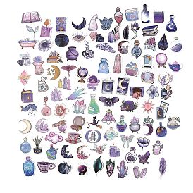 100Pcs 100 Styles PVC Plastic Witch Magic Cartoon Stickers Sets, Waterproof Adhesive Decals for DIY Scrapbooking, Photo Album Decoration, Mixed Patterns