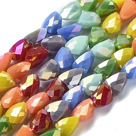 Perles en verre electroplate, facette, triangle