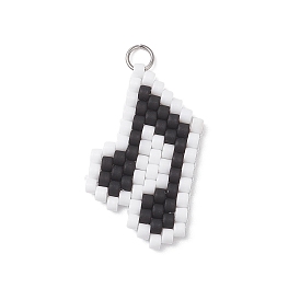 Подвески из стеклянных бусин в виде музыкальных нот, с открытыми пружинными кольцами из нержавеющей стали 304