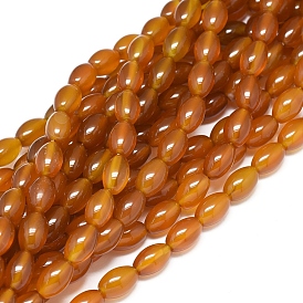Natural Agate Beads Strands, Dyed & Heated, Rice