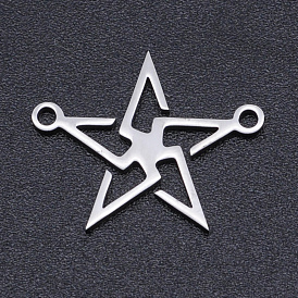 201 Stainless Steel Links Connectors, Laser Cut, Hollow Star