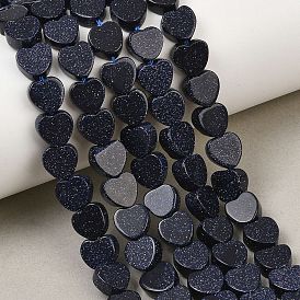 Goldstone sintética azul hebras de cuentas, corazón