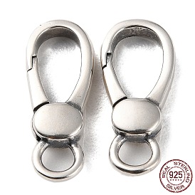 925 Thailand Sterling Silver Lobster Claw Clasps, Oval