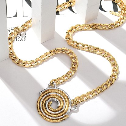 304 плоская круглая подвеска из нержавеющей стали с витой цепочкой для женщин