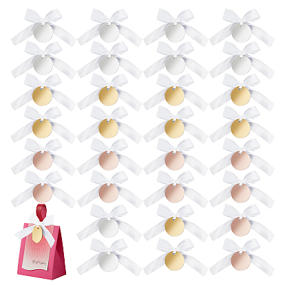 30шт 3 цвета плоские круглые акриловые подарочные бирки, с атласной лентой