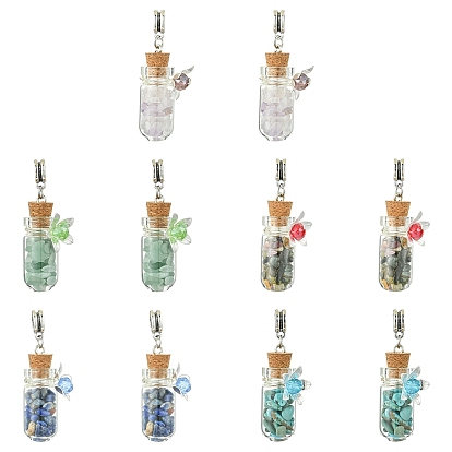 10шт. 5 подвески из цветного сплава и стеклянных бутылок, с натуральной и синтетической крошкой