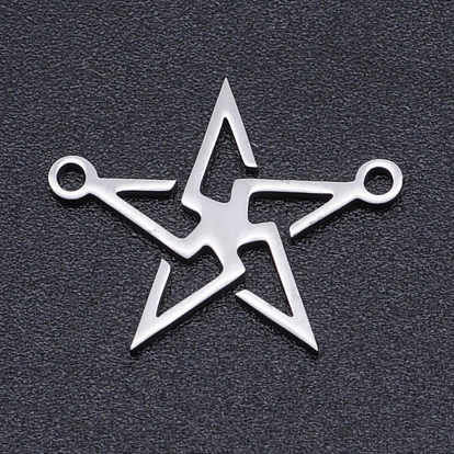 201 Stainless Steel Links Connectors, Laser Cut, Hollow Star
