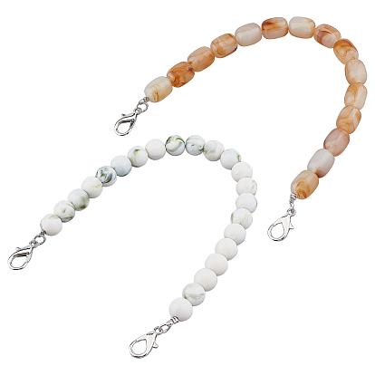 2Pcs 2 Style Acrylic Beads Bag Strap, with Iron Lobster Clasps, Bag Replacement Accessories