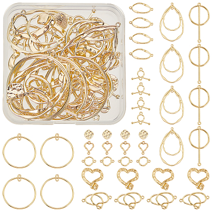 40Pcs 10 Style Alloy Links Connectors, Flat Round