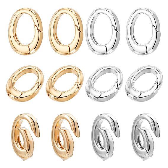 12 шт. 2 цвета овальные латунные застежки с пружинным замком