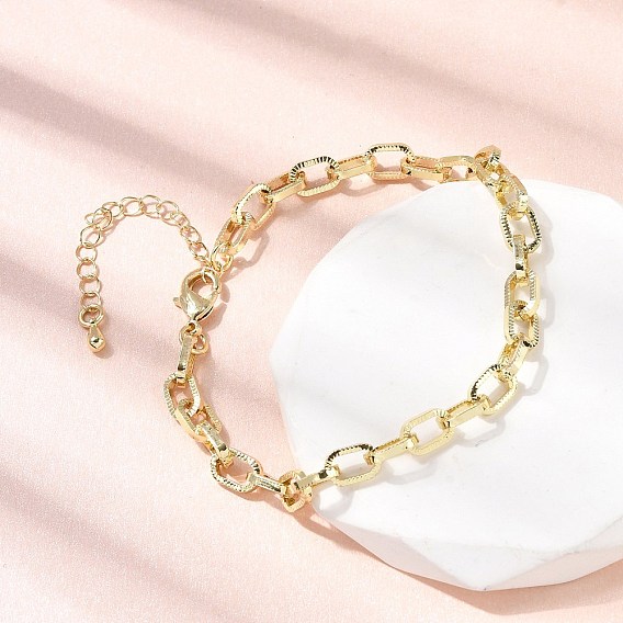 Браслет из латунных цепей для женщин, стойки покрытие, без свинца и без кадмия, долговечный