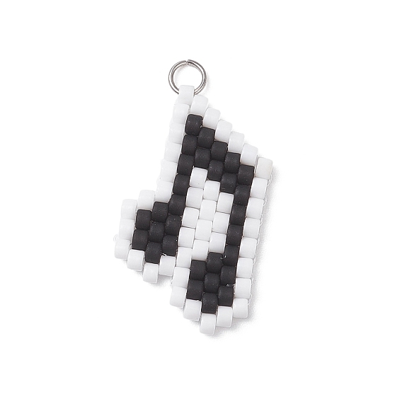 Подвески из стеклянных бусин в виде музыкальных нот, с открытыми пружинными кольцами из нержавеющей стали 304