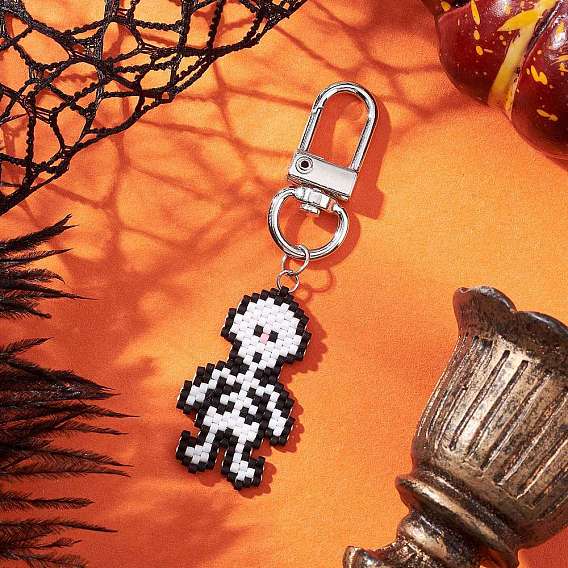 Подвесные украшения из бисера Miyuki Delica, с поворотными застежками сплава, скелет