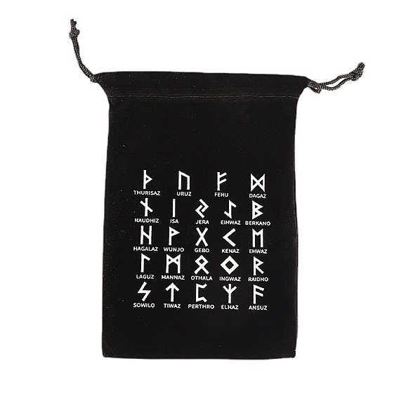 Pochettes avec cordon de rangement de bijoux en velours runes, sacs à bijoux rectangulaires, pour le stockage d'articles de sorcellerie
