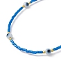 Evil Eye Lampwork & Glass Seed Beaded Bracelet with Real 18K Gold Plated 304 Stainless Steel Clasps