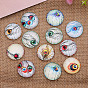 K5 Glass Cabochons, Random Pattern, Half Round with Peacock Feather Pattern