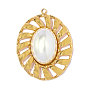304 Stainless Steel & ABS Imitation Pearl Pendants, Oval Charm, Ion Plating(IP), Long-Lasting Plated, Real 18K Gold Plated