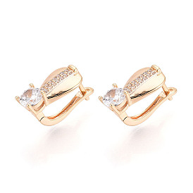 Серьги-кольца в форме слезы с микропаве из кубического циркония из латуни