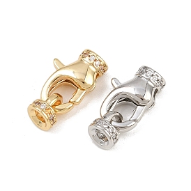 Концы шнура из латуни с микропаве из прозрачного кубического циркония, с карабин-лобстерами 