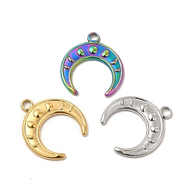 Ion Plating(IP) 304 Stainless Steel Pendants, Double Horn/Crescent Moon Charm