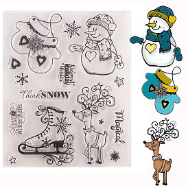Clear Silicone Stamps, for DIY Scrapbooking, Photo Album Decorative, Cards Making, Stamp Sheets, Reindeer/Stag & Snowman & Gloves
