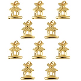 10Pcs Brass Charms, Long-Lasting Plated, with Jump Rings, Windmill