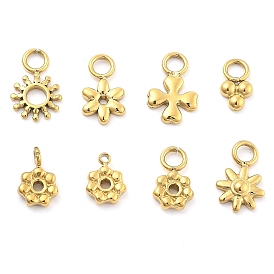 Ионное покрытие (ip) 304 брелоки из нержавеющей стали, цветочный шарм