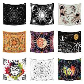 Polyester Bohemian Mmon Sun Wall Hanging Tapestry, for Bedroom Living Room Decoration, Rectangle