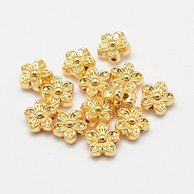 Long-Lasting Plated, Alloy Beads, Real 18K Gold Plated, Flower