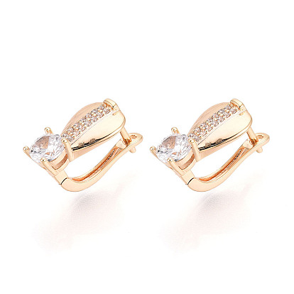 Серьги-кольца в форме слезы с микропаве из кубического циркония из латуни