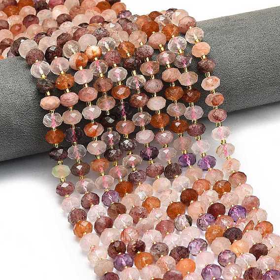Природных драгоценных камней смешанного бисер нитей, граненые, рондель, с бисером