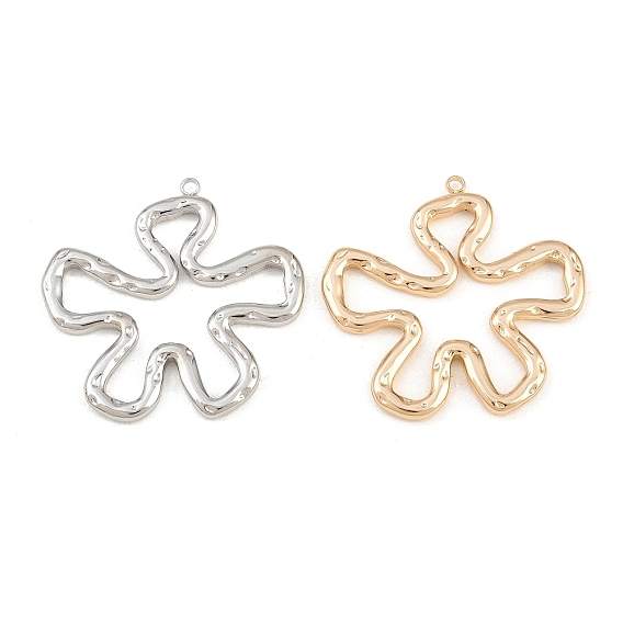 304 Stainless Steel Pendants, Hammered Flower Charms