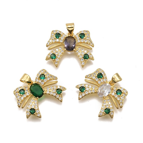 Латунные микро проложить кубического циркония подвески, бантом, стойки покрытие, долговечный, без свинца и без кадмия, реальный 18 k позолоченный