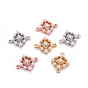 Brass Micro Pave Cubic Zirconia Links Connectors, with Plastic Imitation Pearl, Rhombus