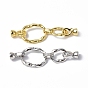 Brass Micro Pave Cubic Zirconia Fold Over Clasps, Oval Clasps for Jewelry Making