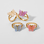 Colorful Butterfly Ring Set with Unique Alloy Design - 4 Pieces, Forest-Inspired Oil Drop Style.