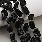 Raw Rough Natural Black Tourmaline Beads Strands, Nuggets, with Seed Beads