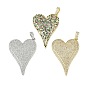 Латунные микро проложить кубического циркония подвески, сердце, долговечный, без кадмия и без свинца, стойки покрытие