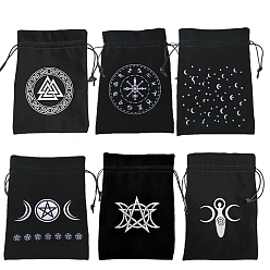Velvet Tarot Cards Storage Bags, Tarot Desk Storage Holder, Moon/Star/Sun/Skull/Deer/Owl/Chakra/Goddness/Triangle/Tree of Life/Starry Star/Moon Phase Pattern