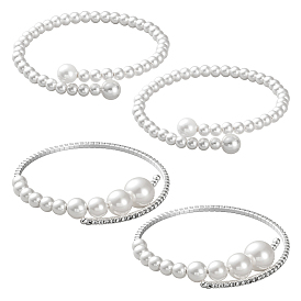 4 шт. 2 стили браслеты-манжеты из сплава смолы для женщин, круглые